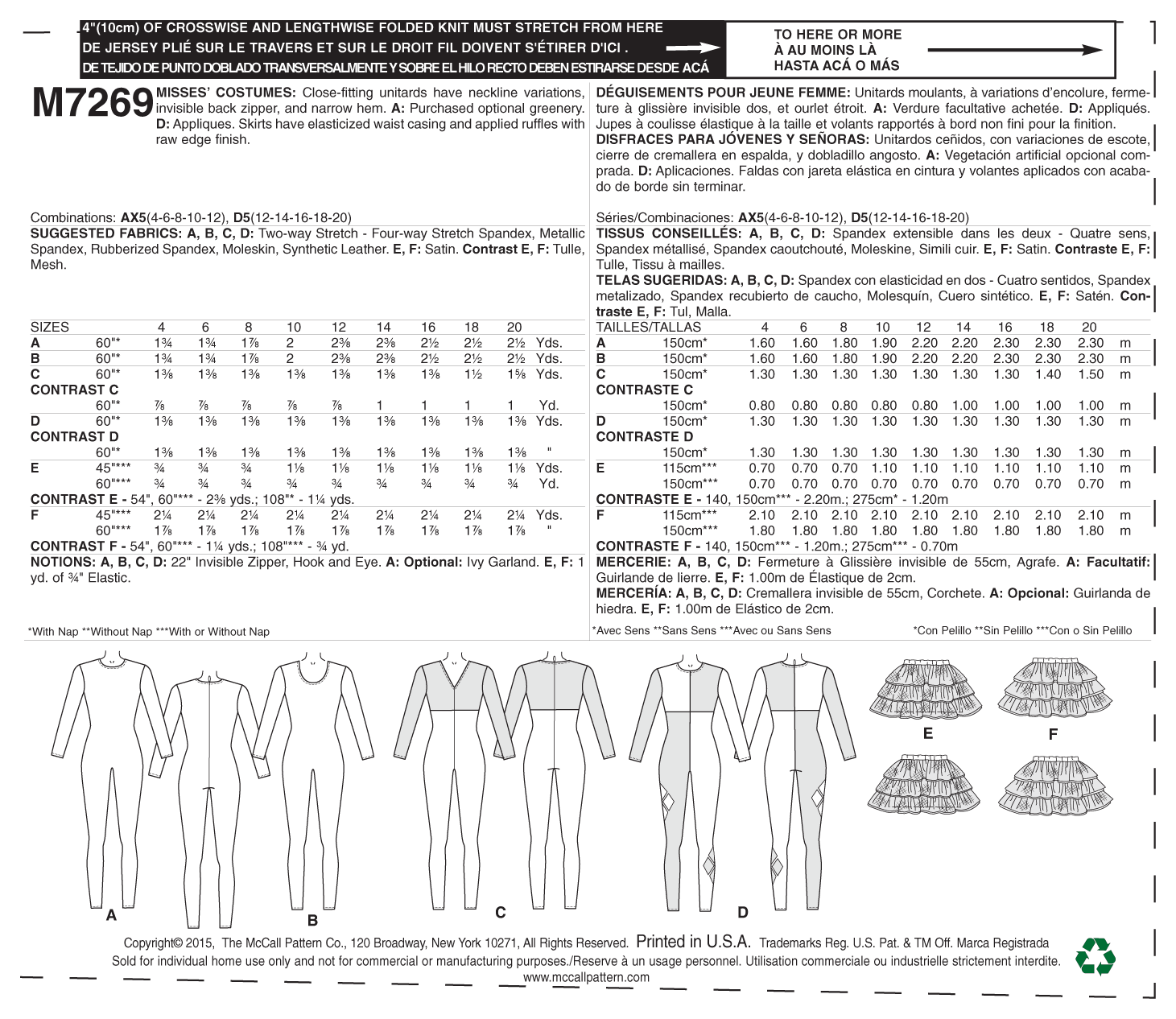 McCall’s Costumes Sewing Pattern M7269