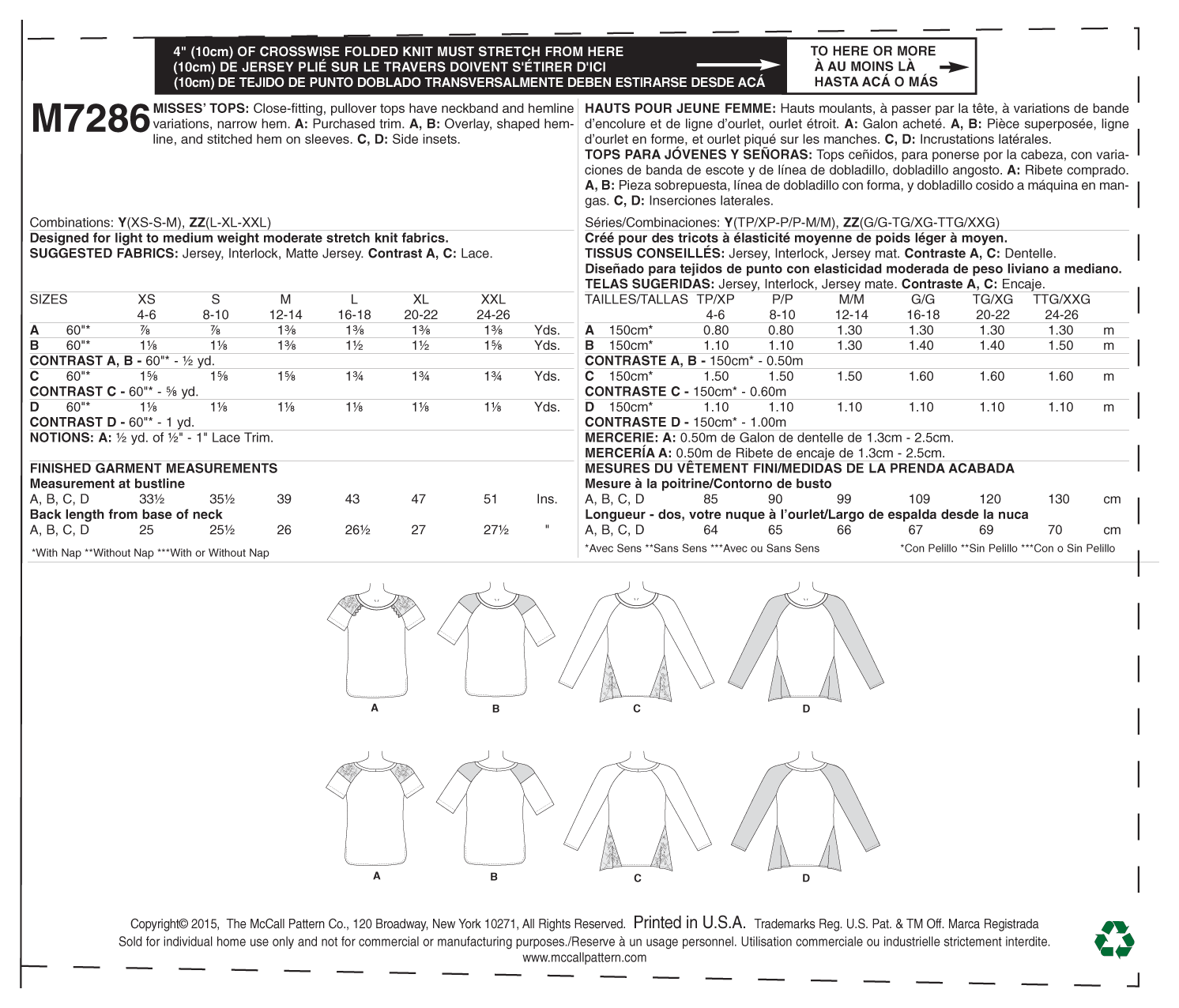 McCall’s Top Sewing Pattern M7286