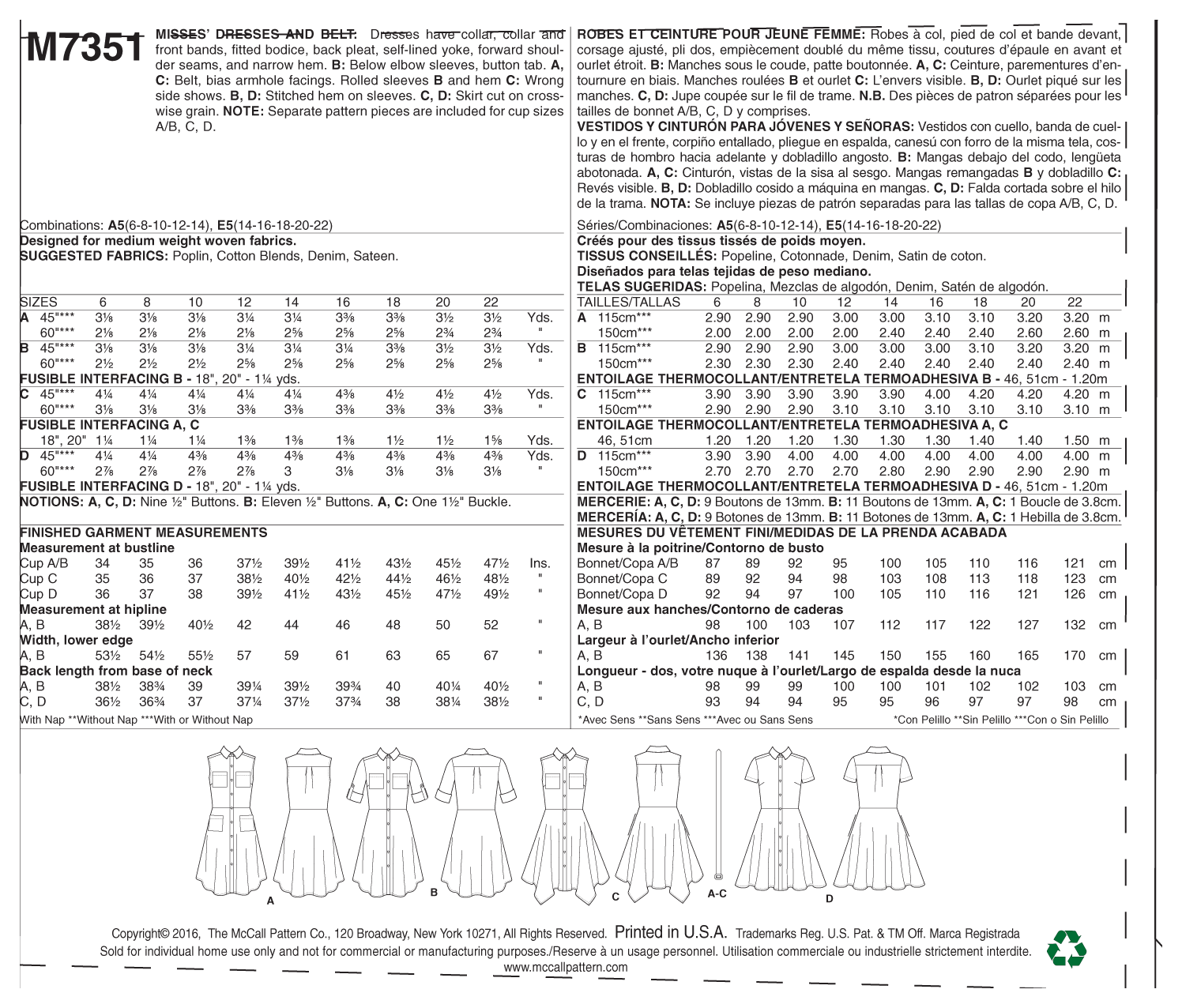 McCall’s Dress Sewing Pattern M7351