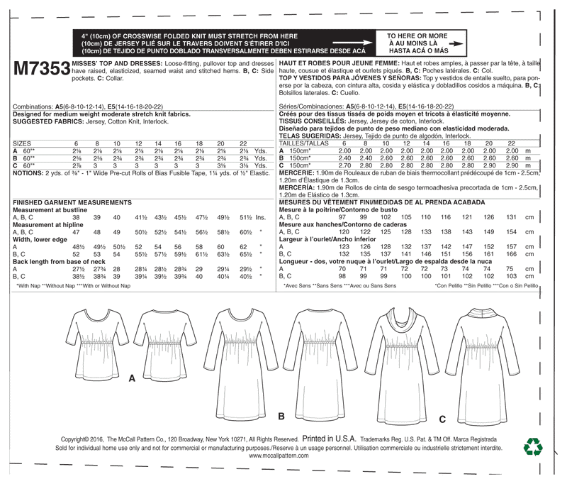 McCall’s Dress Sewing Pattern M7353