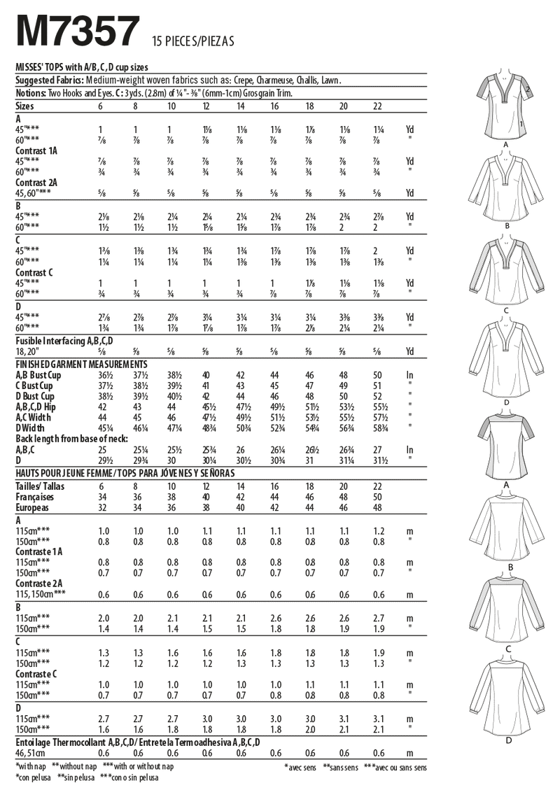 McCall’s Top Sewing Pattern M7357