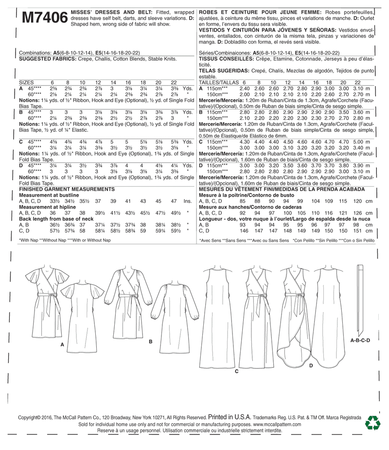McCall’s Dress Sewing Pattern M7406