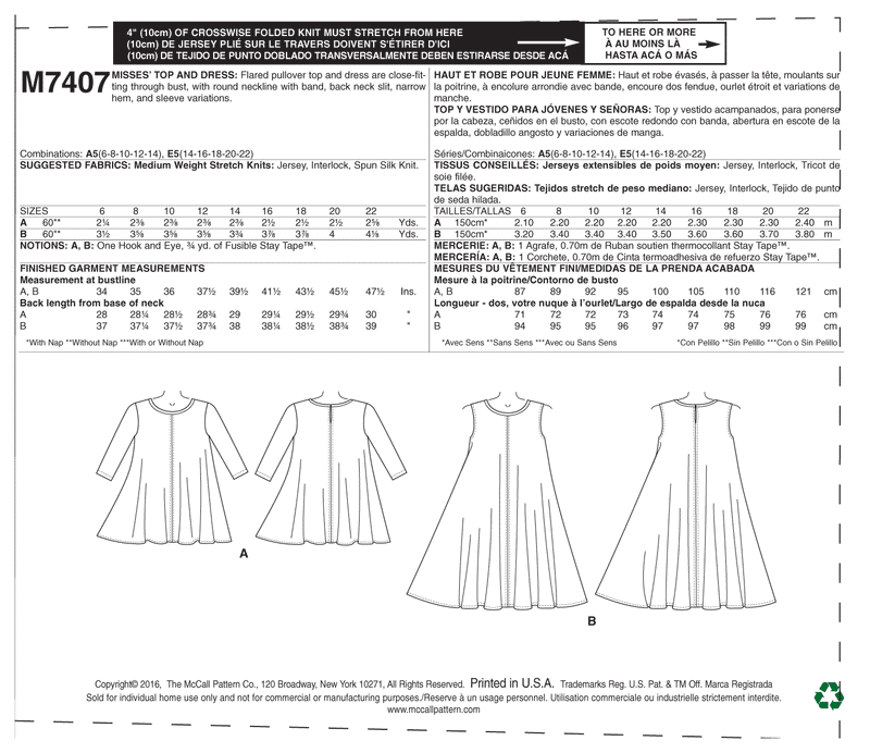 McCall’s Dress Sewing Pattern M7407