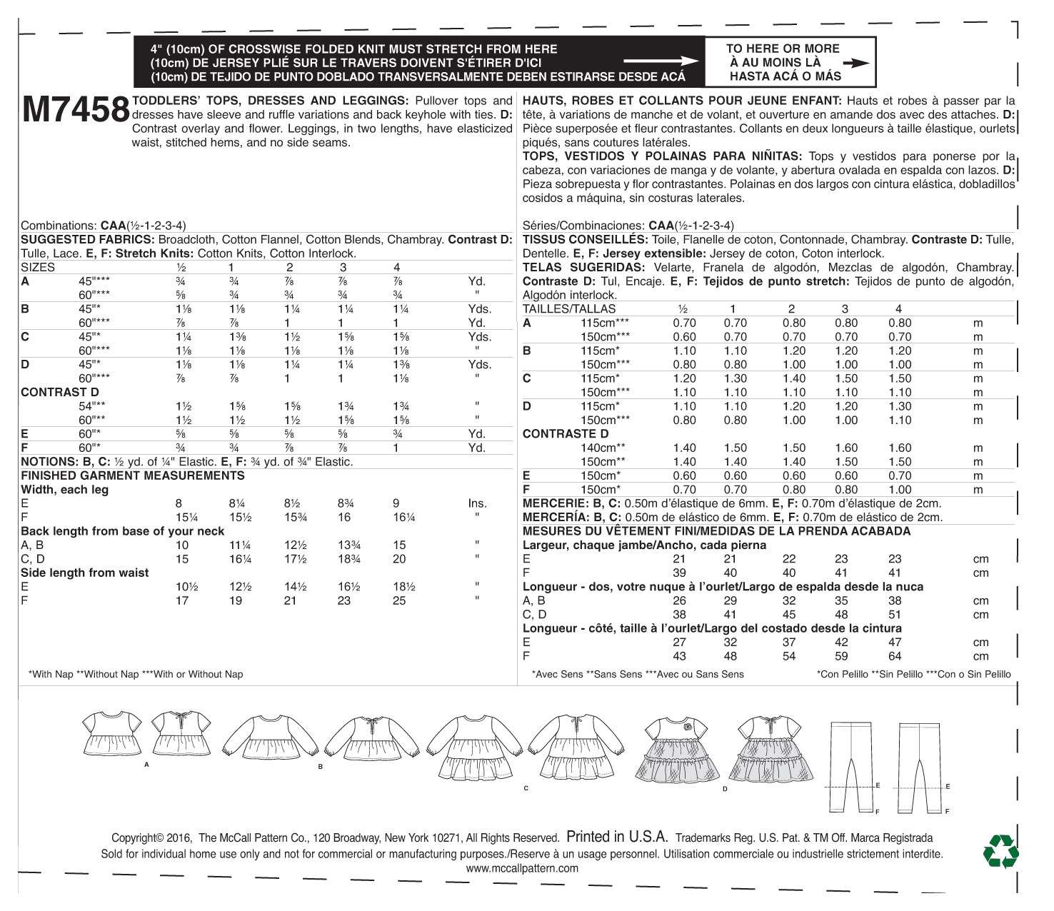 McCall’s Casual Sewing Pattern M7458
