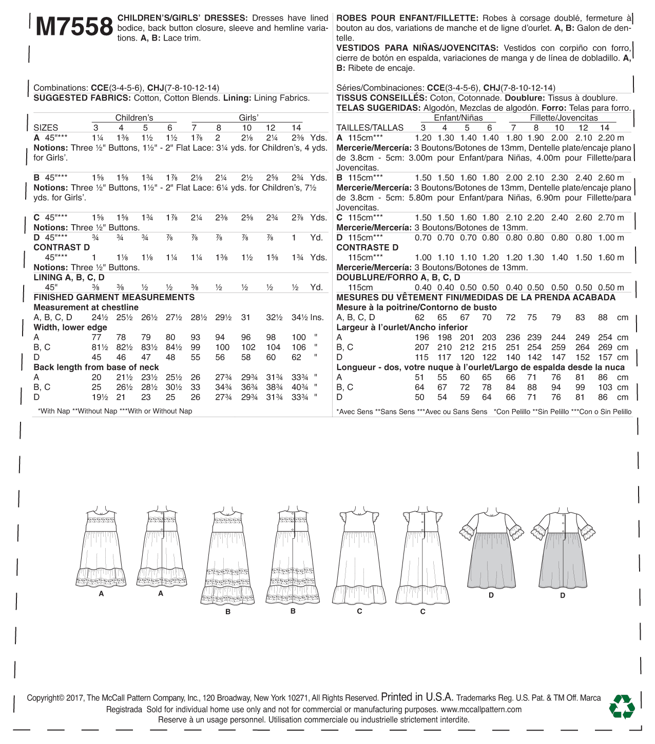 McCall’s Dress Sewing Pattern M7558
