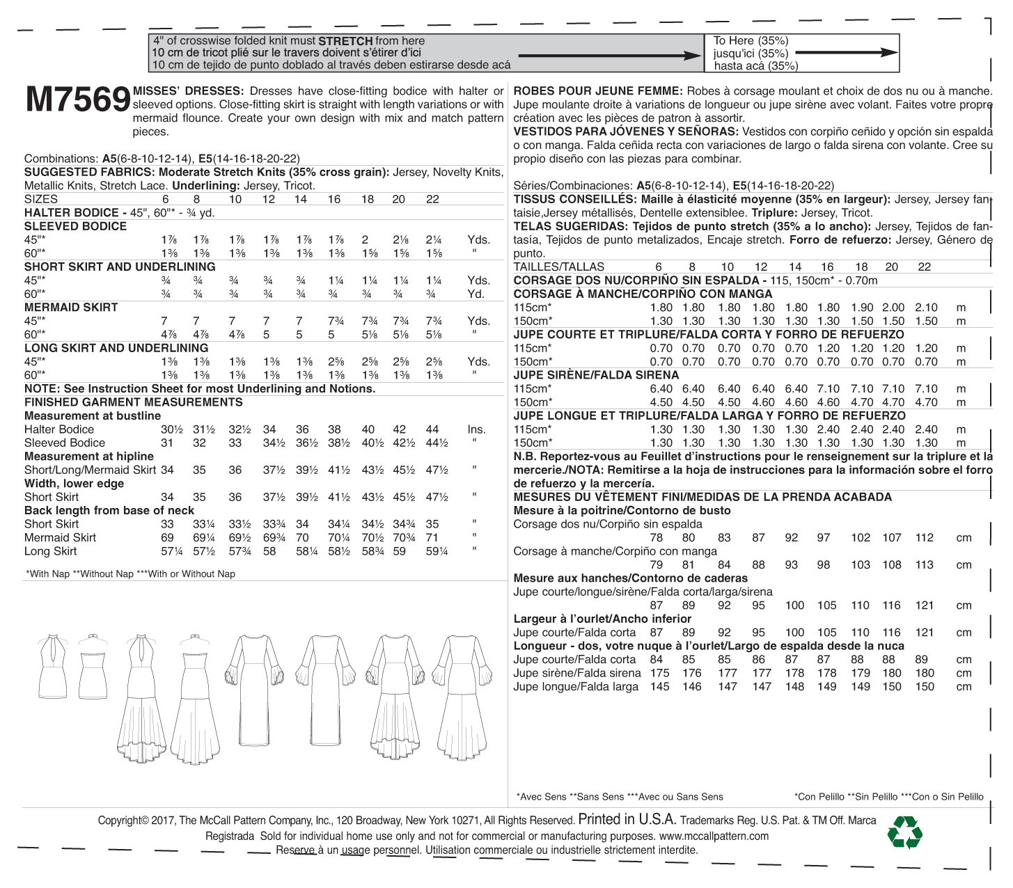 McCall’s Spec Occasion Sewing Pattern M7569