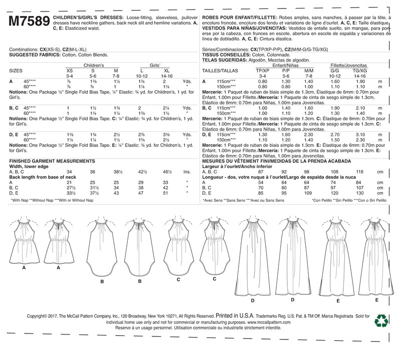 McCall’s Dress Sewing Pattern M7589