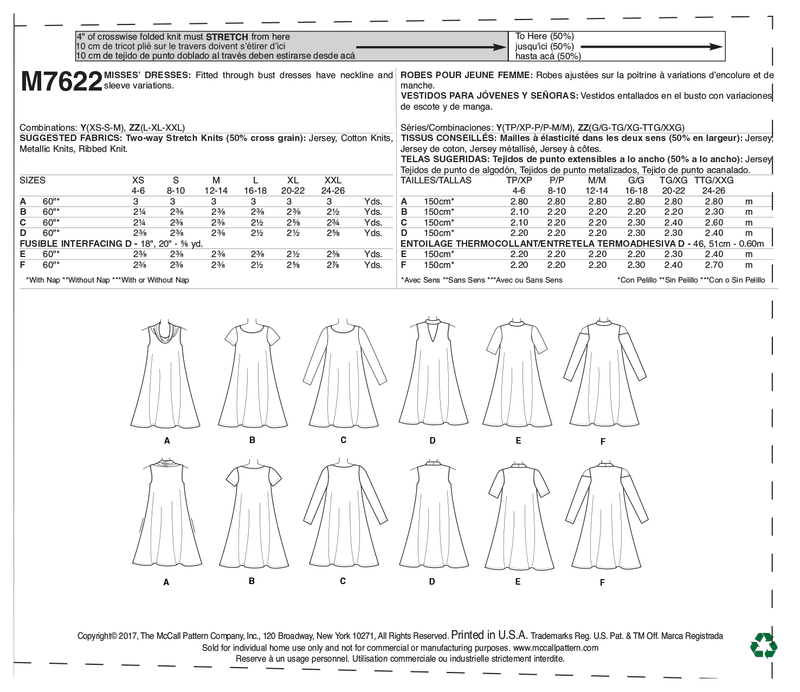 McCall’s Dress Sewing Pattern M7622