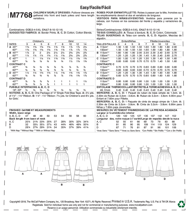 McCall’s Dress Sewing Pattern M7768