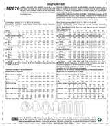 McCall’s Misses Sportswear Sewing Pattern M7876