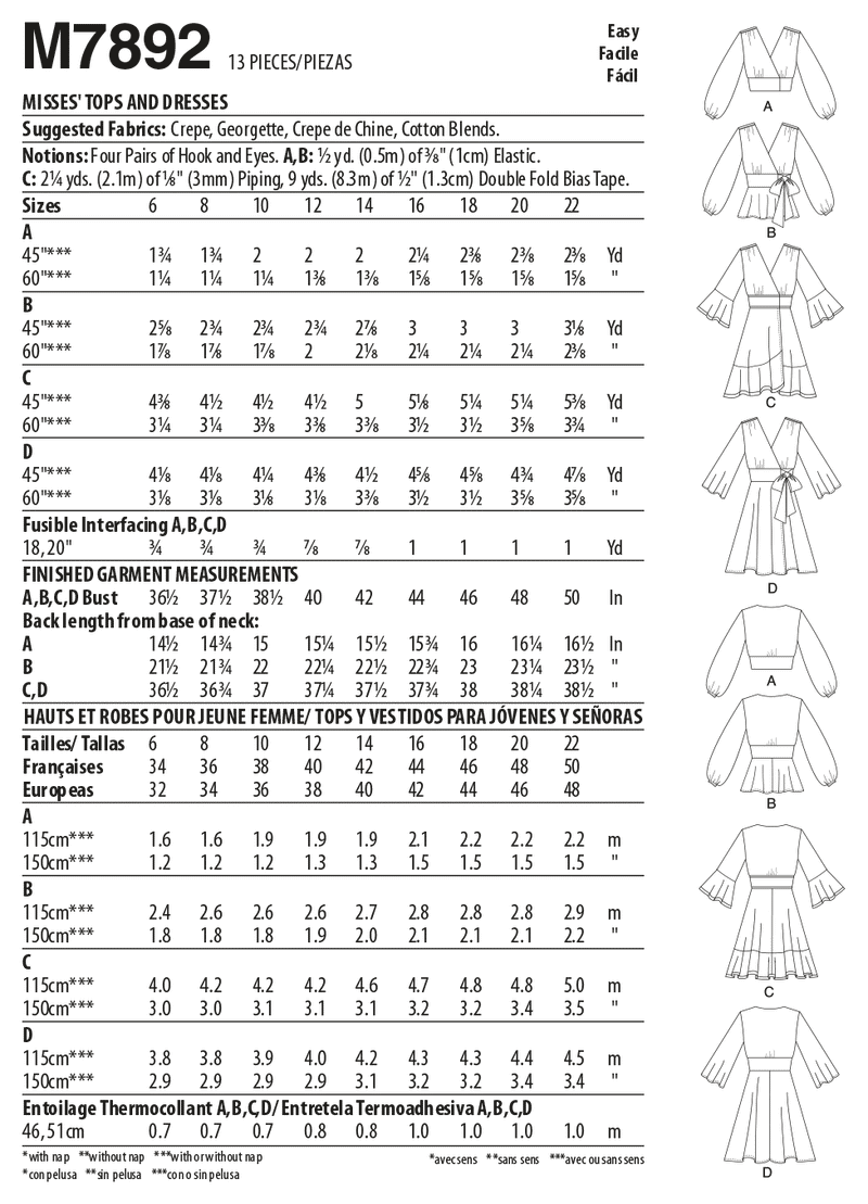 McCall’s Misses Dress Sewing Pattern M7892