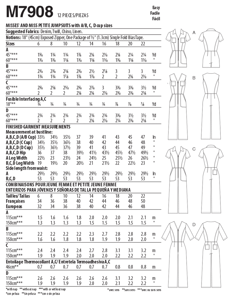 McCall’s Misses Sportswear Sewing Pattern M7908