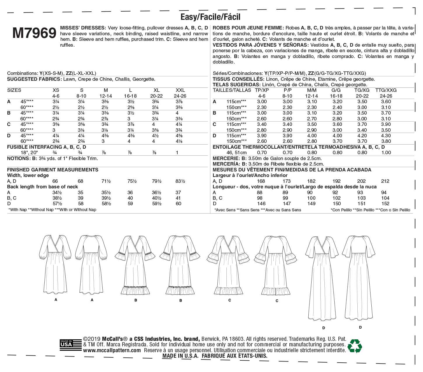 McCall’s Misses Dress Sewing Pattern M7969