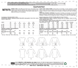 McCall’s Misses Tops Sewing Pattern M7975