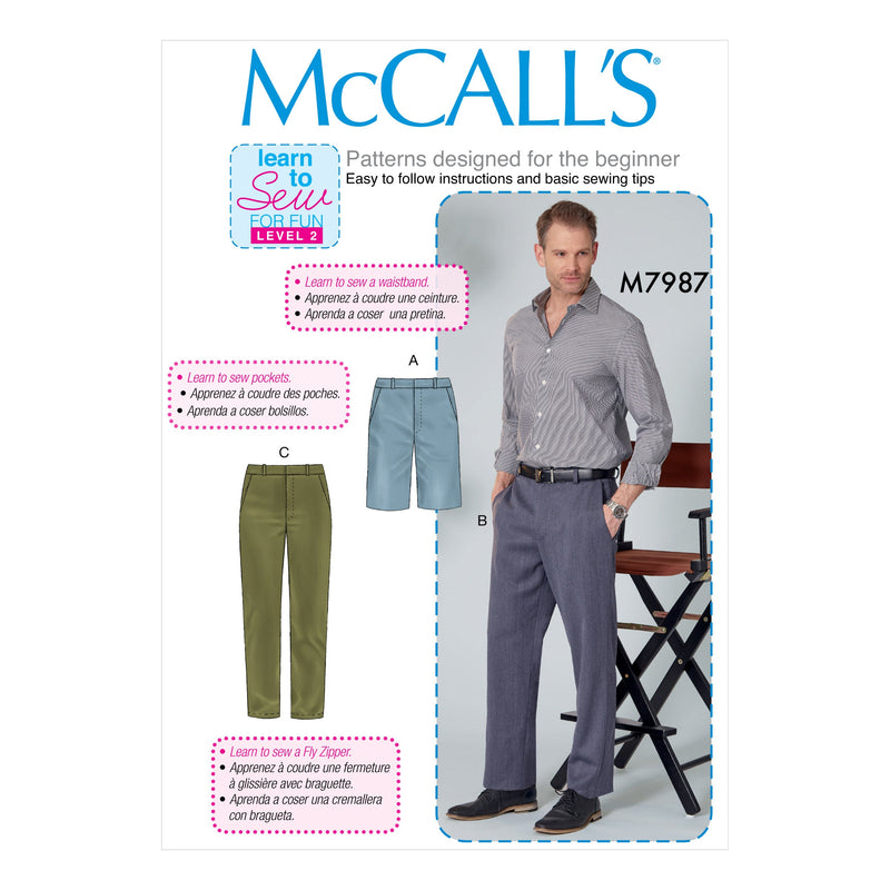 McCall’s Men Shorts Pants Sewing Pattern M7987