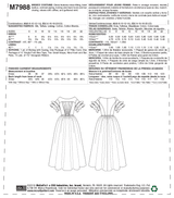 McCall’s Misses Costume Sewing Pattern M7988