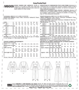 McCall’s Misses Sportswear Sewing Pattern M8009