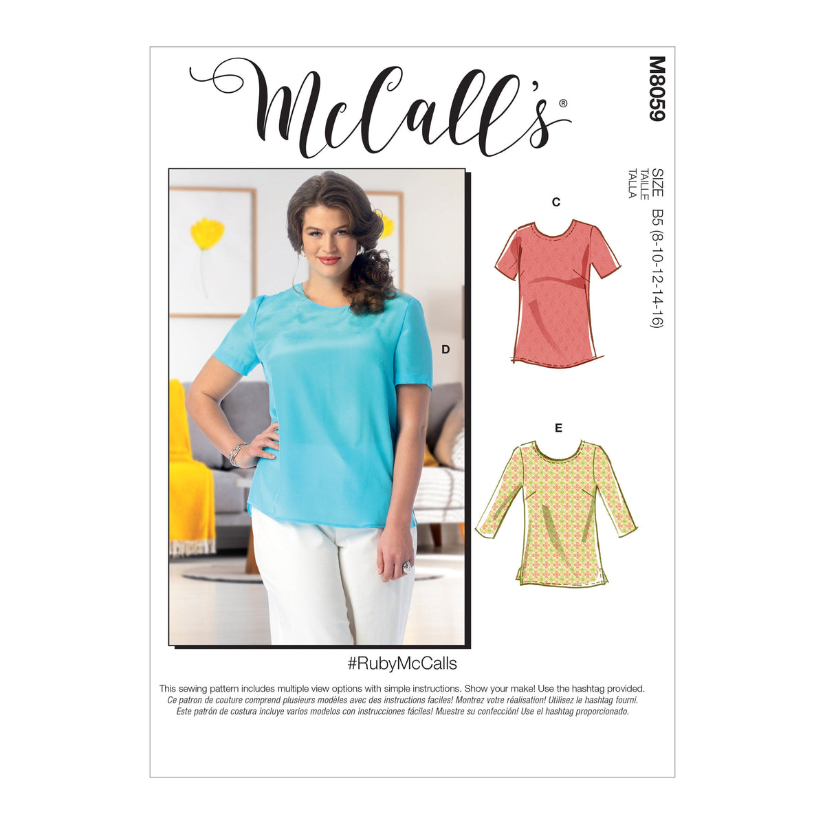 McCall’s Misses Plus Top Sewing Pattern M8059