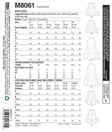 McCall’s Misses Skirt / Pants Sewing Pattern M8061