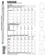 McCall’s Misses Skirt / Pants Sewing Pattern M8068