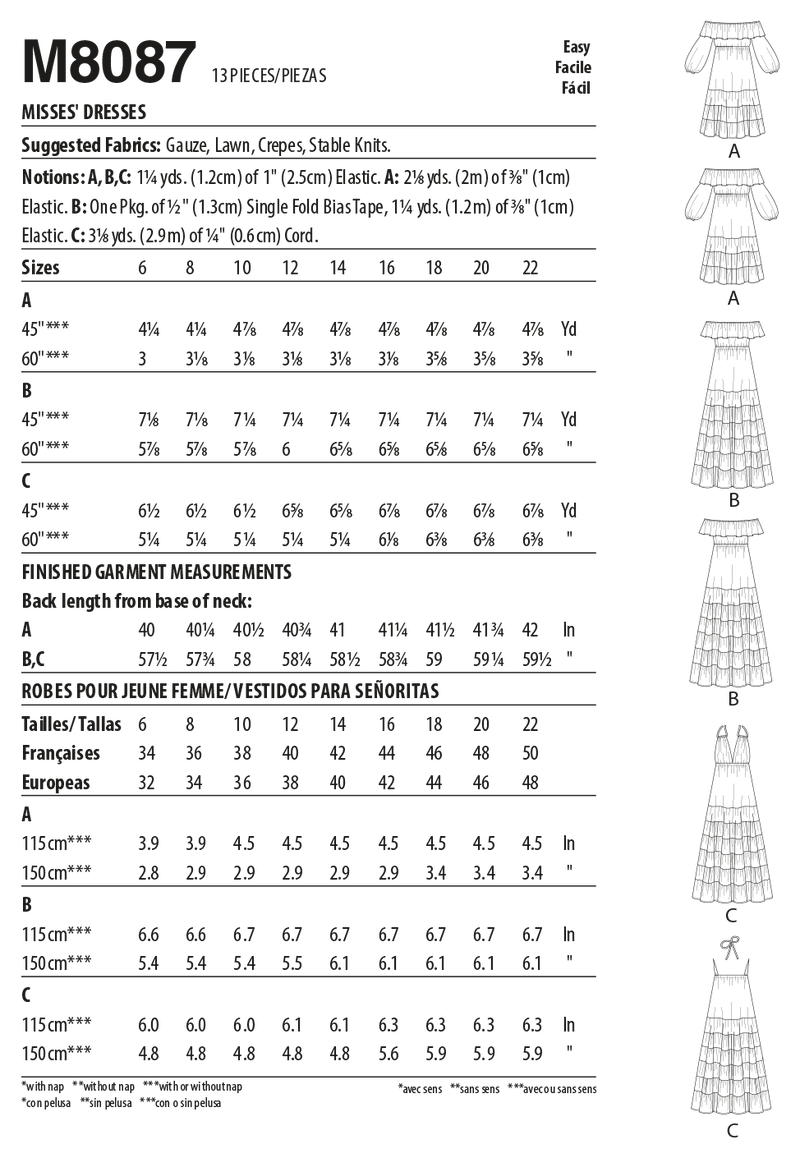 McCall’s Misses Dress Sewing Pattern M8087