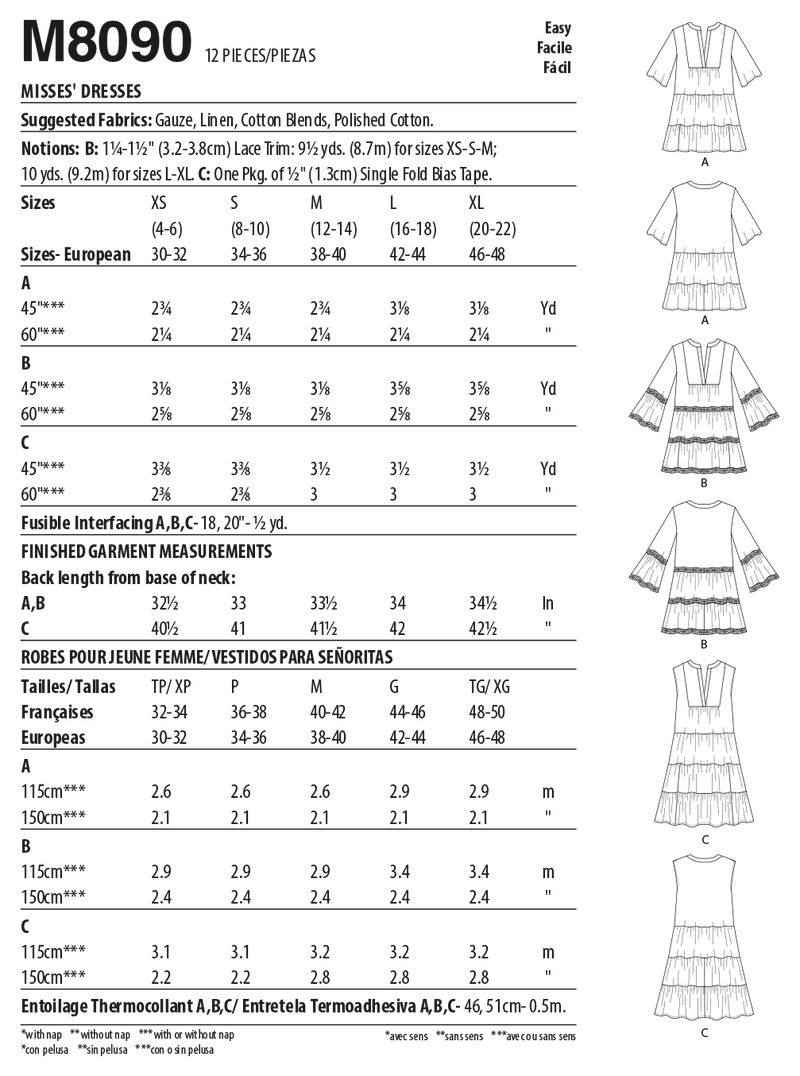 McCall’s Misses Dress Sewing Pattern M8090