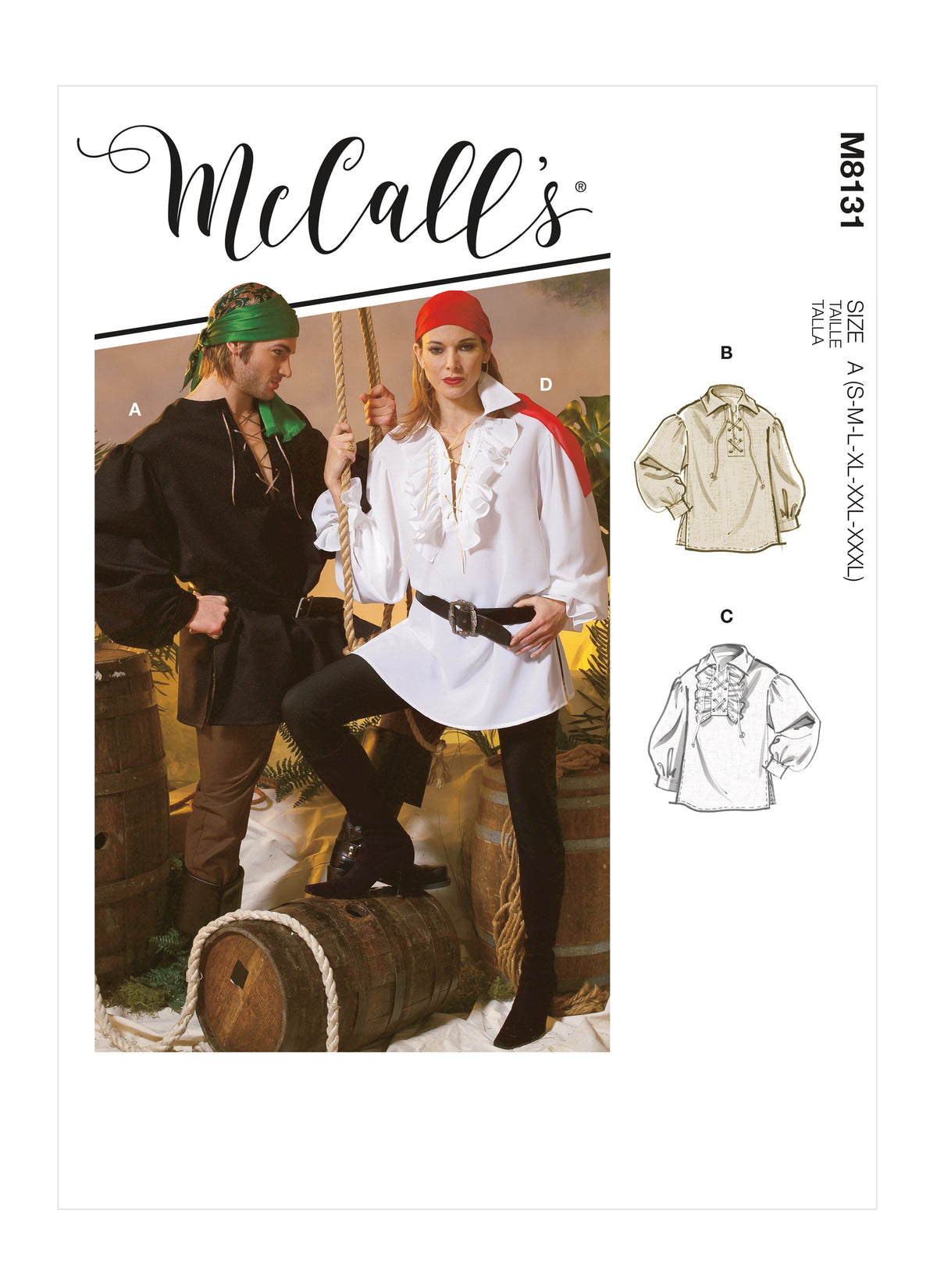 McCall’s Unisex Historical Shirts Sewing Pattern M8131