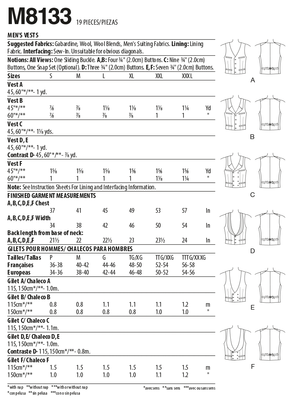 McCall’s Men/Boy Historical Vest Sewing Pattern M8133