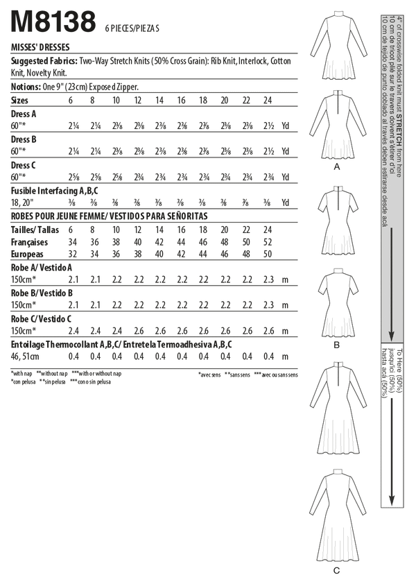 McCall’s Misses Dresses Sewing Pattern M8138