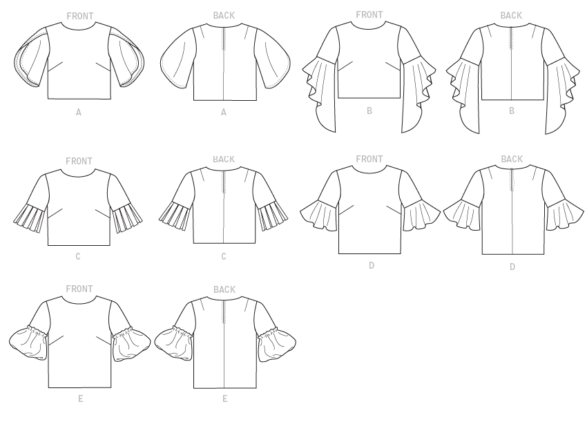 McCall’s Misses Tops With Trumpet, Tulip, Pleated Or Bubble Sleeves Sewing Pattern M8161