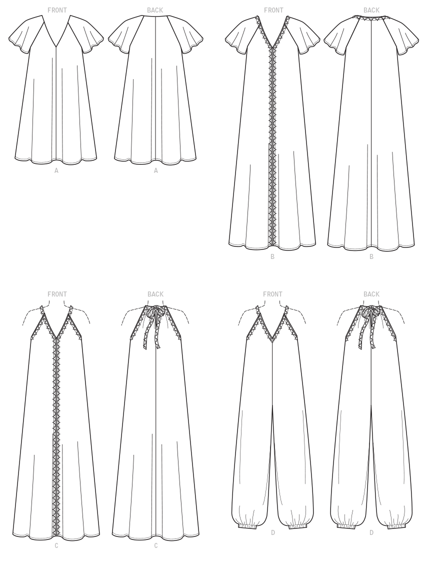 McCall’s Misses Very Loose-Fitting V-Neck Dresses & Jumpsuit Sewing Pattern M8165