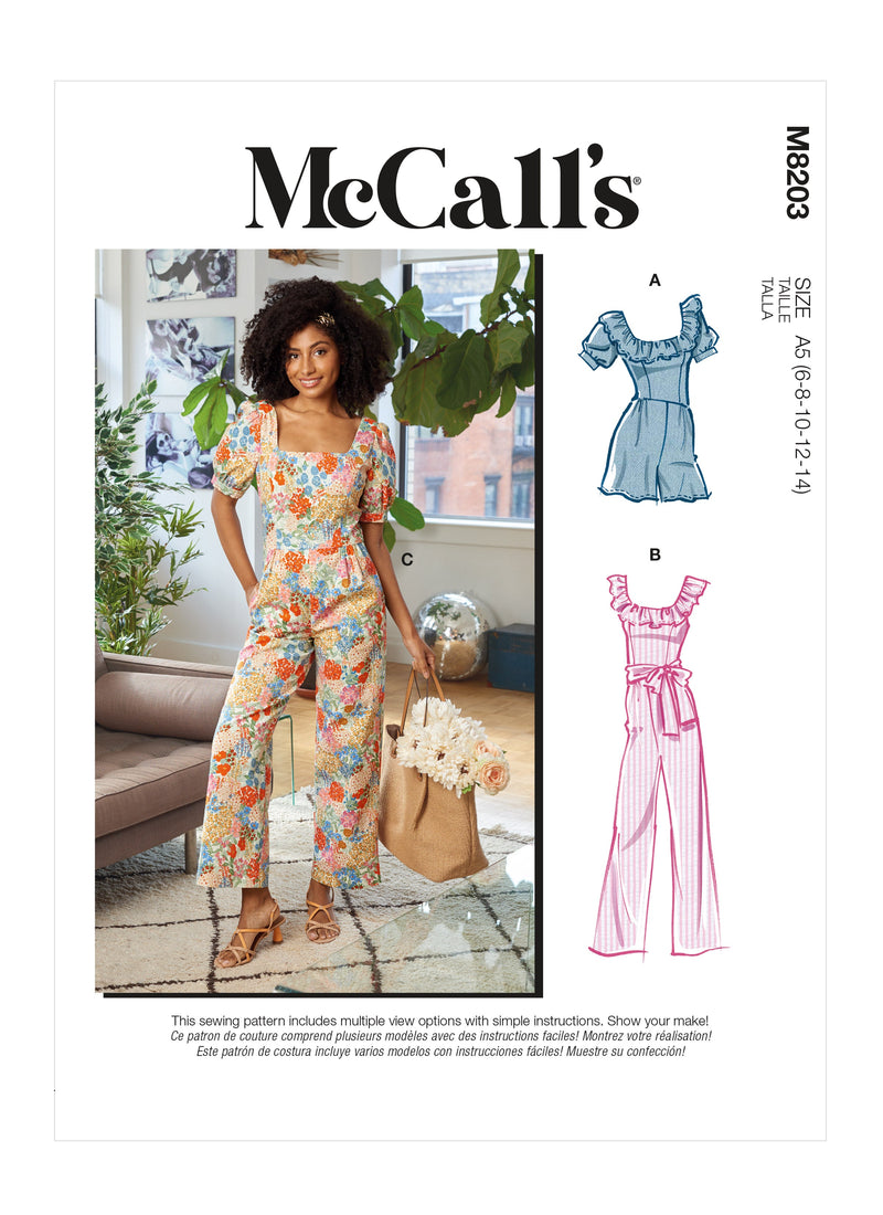 McCall’s Misses Jumpsuits & Sash Sewing Pattern M8203