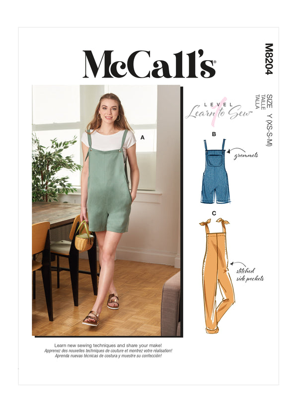McCall’s Misses Overalls Sewing Pattern M8204