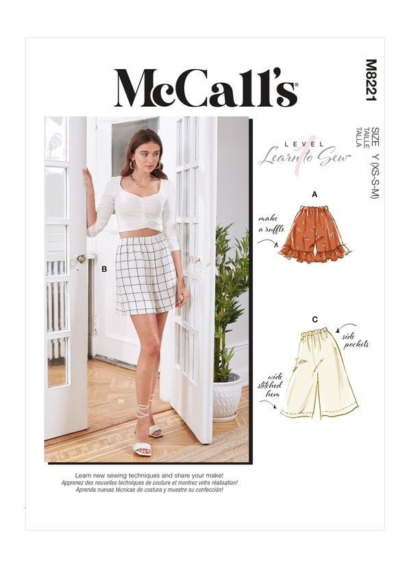 McCall’s Misses Shorts Sewing Pattern M8221