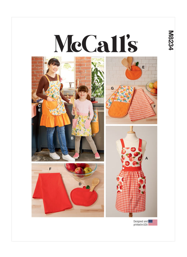 McCall’s Children's And Misses Aprons, Potholders And Tea Towel Sewing Pattern M8234