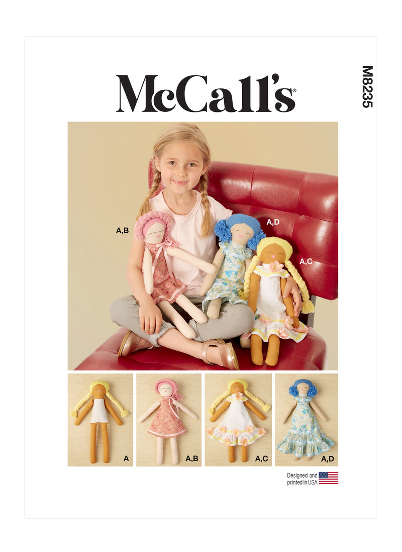 McCall’s 18" Cloth Dolls Sewing Pattern M8235