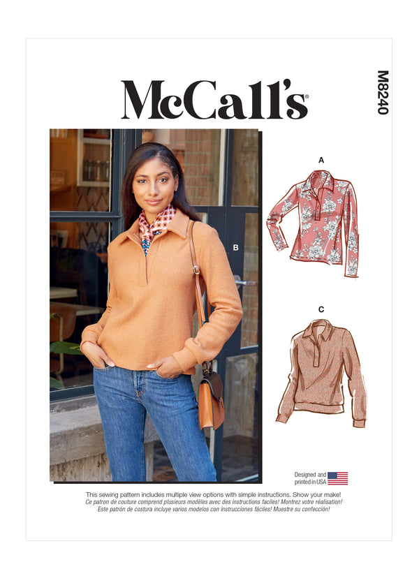 McCall’s Misses Tops Sewing Pattern M8240