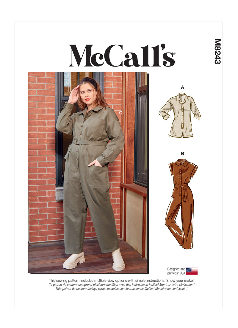 McCall’s Misses And Women's Romper, Jumpsuits And Belt Sewing Pattern M8243