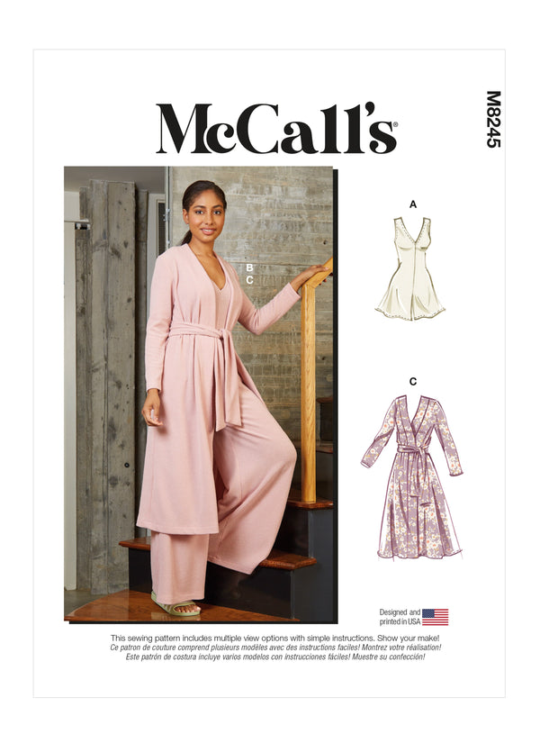 McCall’s Misses Romper, Jumpsuit, Robe And Sash Sewing Pattern M8245