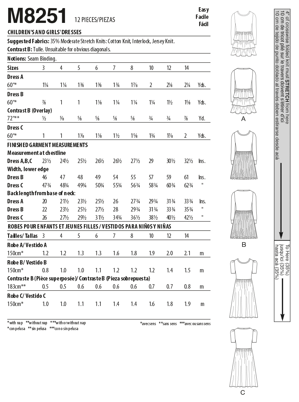 McCall’s Children's And Girls Dresses Sewing Pattern M8251