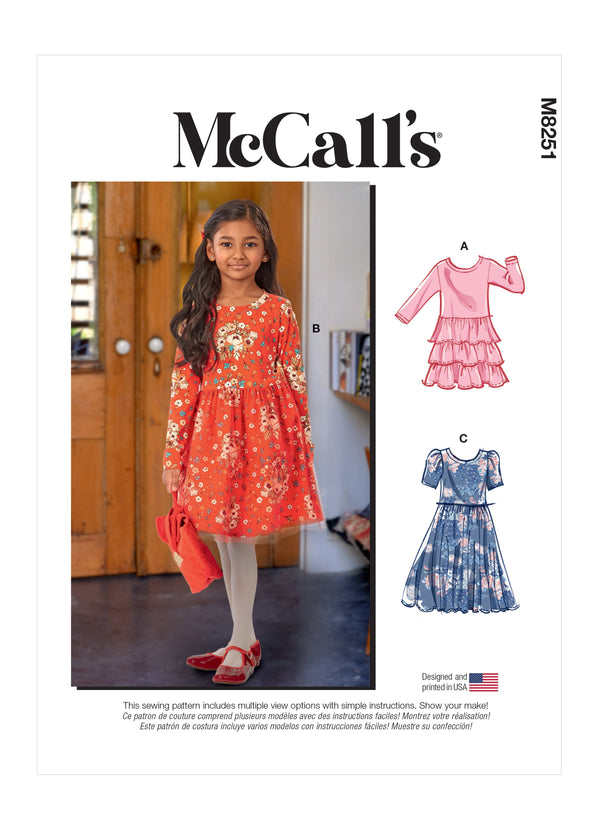 McCall’s Children's And Girls Dresses Sewing Pattern M8251