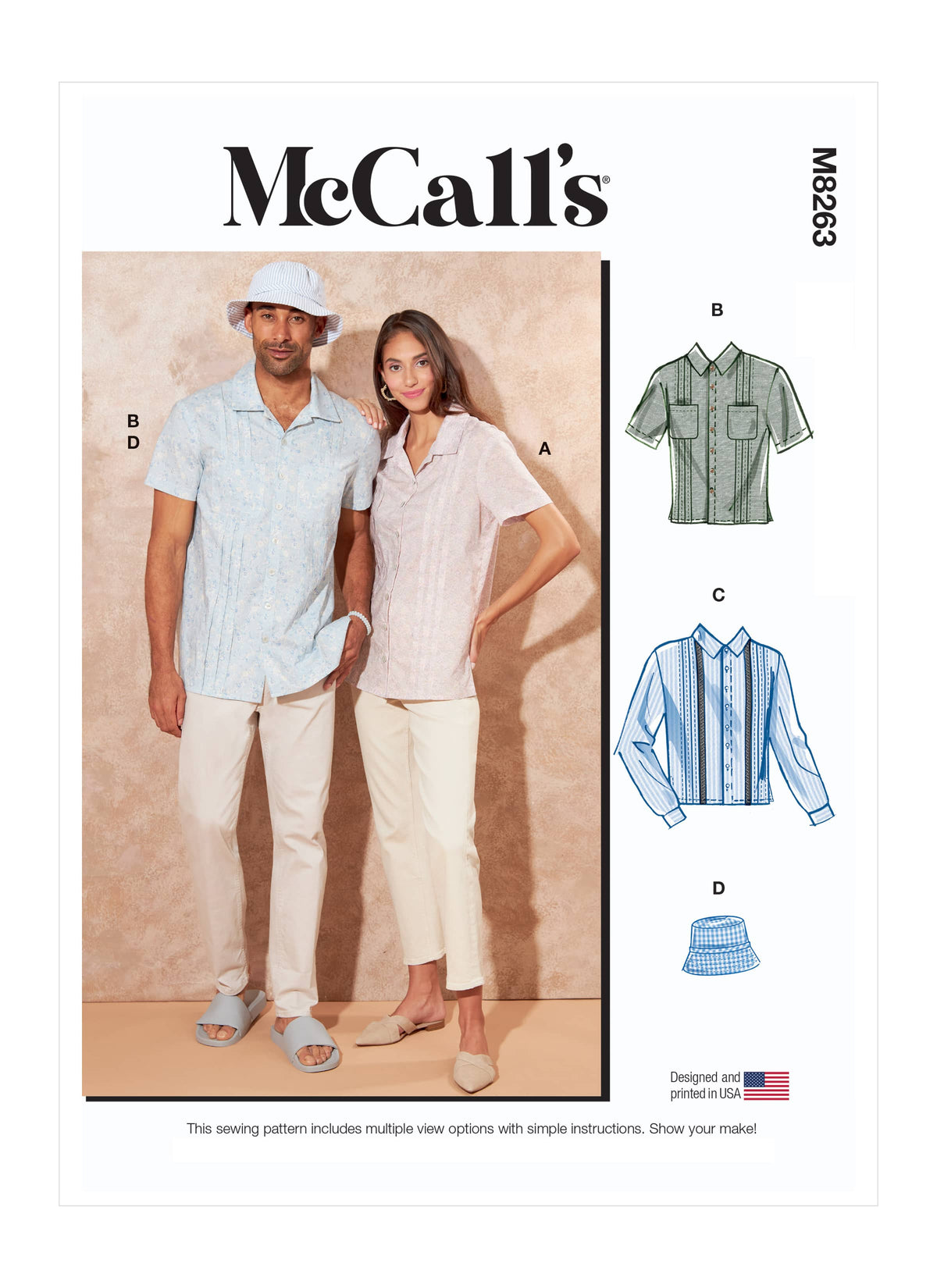 McCall’s Unisex Shirts & Hat Sewing Pattern M8263