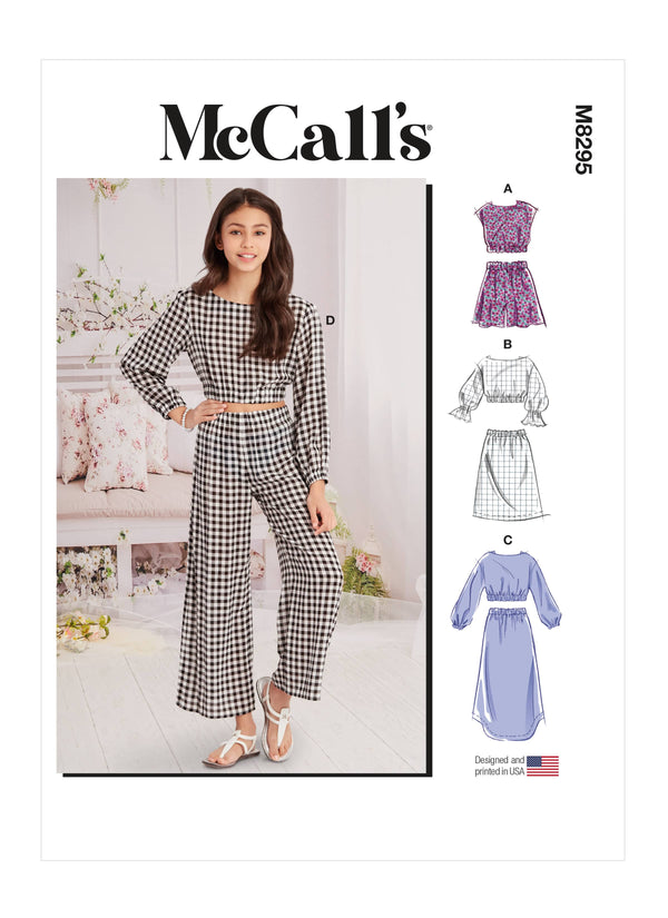 McCall’s Girls Tops, Skirts, Shorts And Pants Sewing Pattern M8295