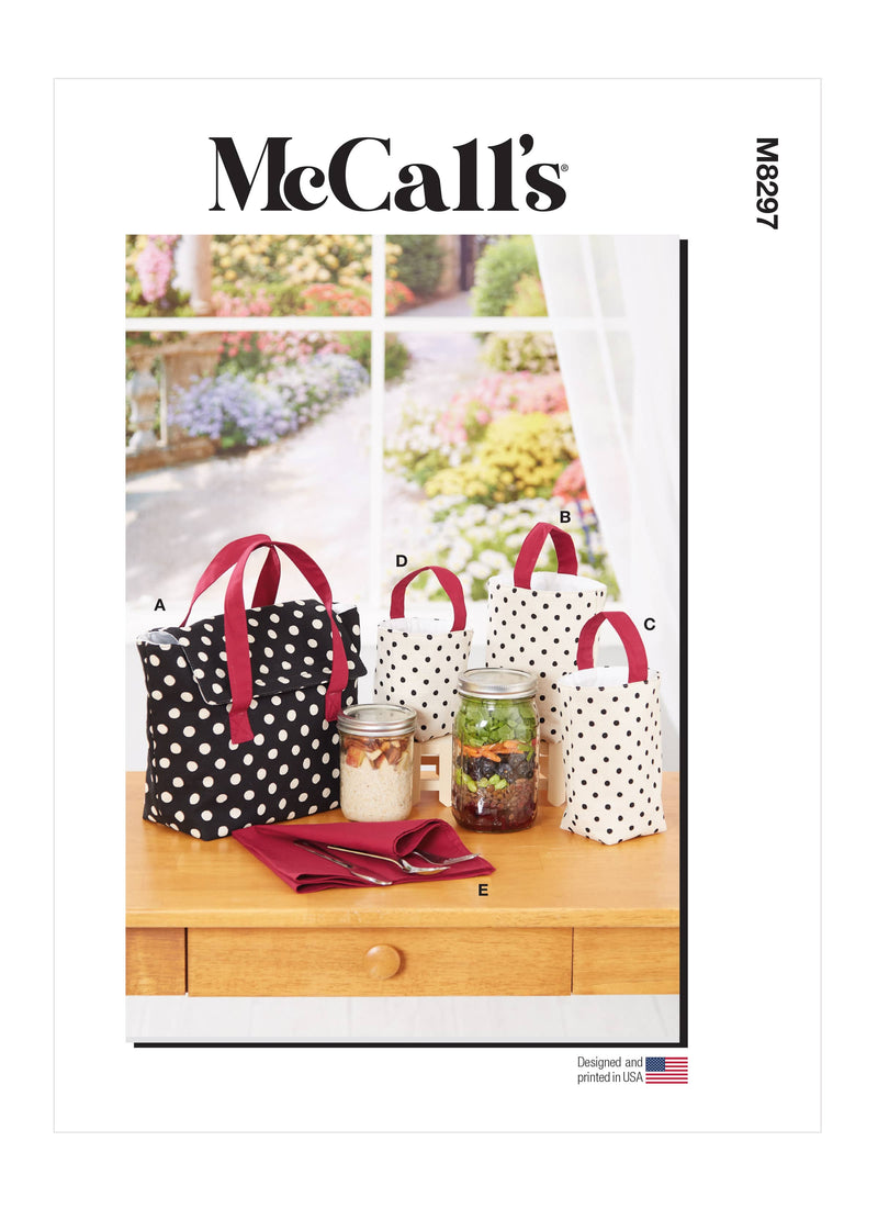 McCall’s Lunch Bag, Glass Jar Sacks And Napkin Sewing Pattern M8297