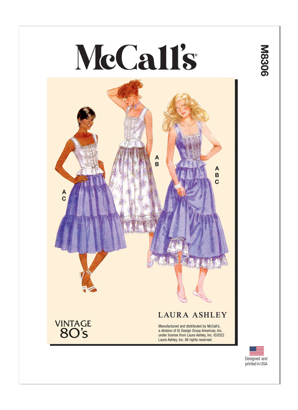 McCall’s Misses Top And Skirts By Laura Ashley Sewing Pattern M8306