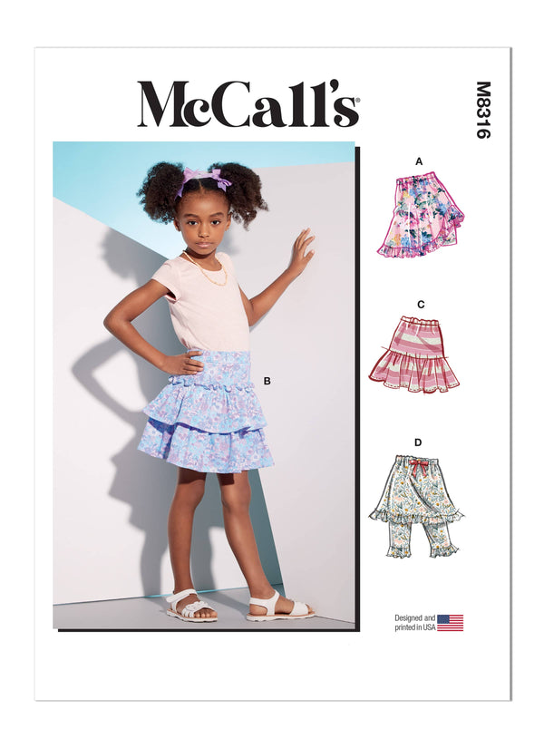 McCall’s Children's Skorts Sewing Pattern M8316