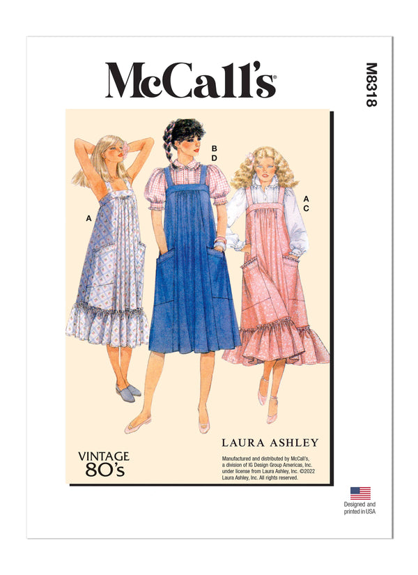 McCall’s Misses Dresses And Blouses By Laura Ashley Sewing Pattern M8318