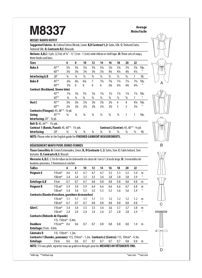 McCall’s Hanfu Outfit By Yaya Han Sewing Pattern M8337