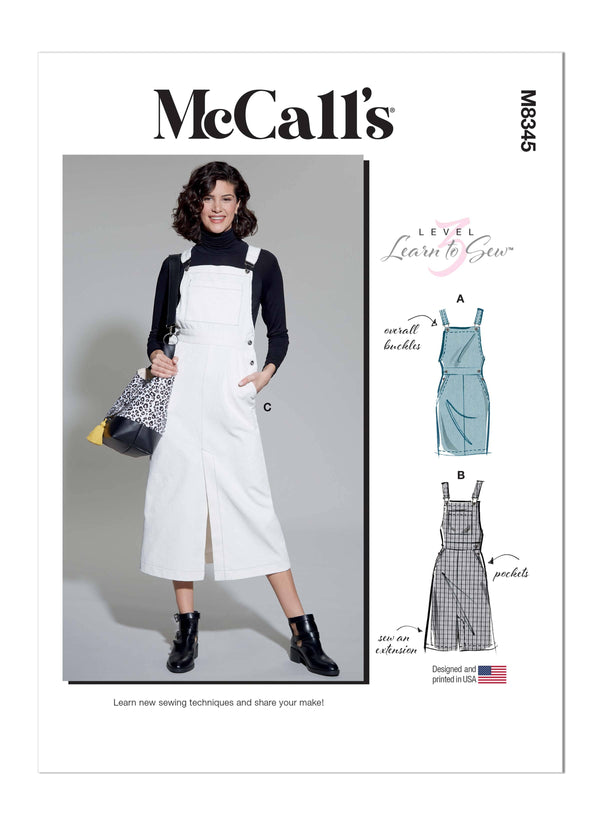 McCall’s Misses Skirt Overalls Sewing Pattern M8345