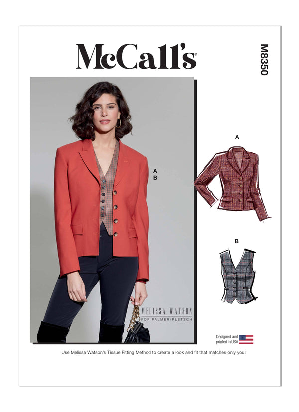 McCall’s Misses Blazer And Vest By Melissa Watson Sewing Pattern M8350